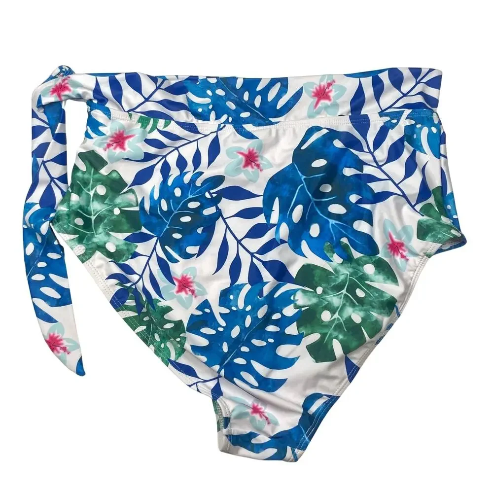 DOKOTOO High Waist Swim Bottom Womens Size XL Tropical Floral Tie Side
